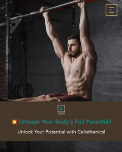 Man performing calisthenics while hanging at the bar - strenght training and calisthenics comparison guide by Elemento